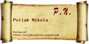 Poliak Nikola névjegykártya